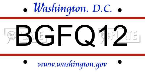 BGFQ12 District Of Columbia License Plate