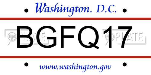 BGFQ17 District Of Columbia License Plate