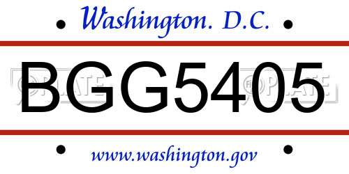 BGG5405 District Of Columbia License Plate