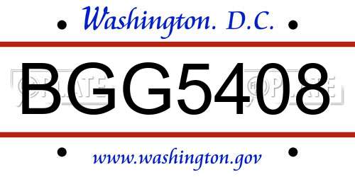 BGG5408 District Of Columbia License Plate