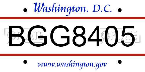 BGG8405 District Of Columbia License Plate