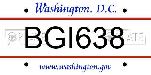 BGI638 District Of Columbia License Plate