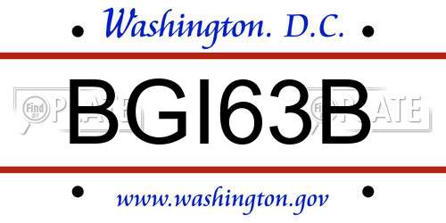 BGI63B District Of Columbia License Plate