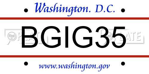 BGIG35 District Of Columbia License Plate
