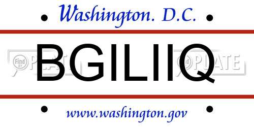 BGILIIQ District Of Columbia License Plate