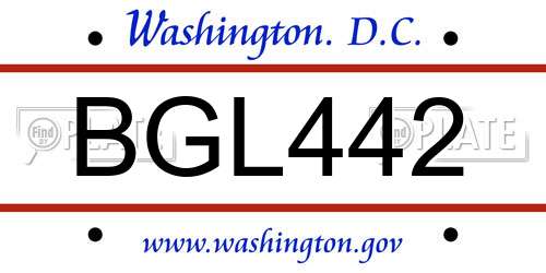 BGL442 District Of Columbia License Plate