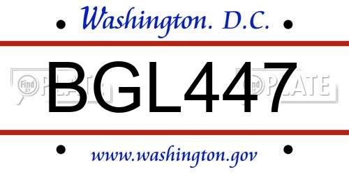 BGL447 District Of Columbia License Plate