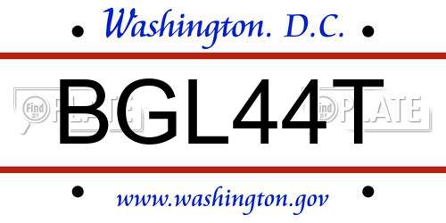 BGL44T District Of Columbia License Plate