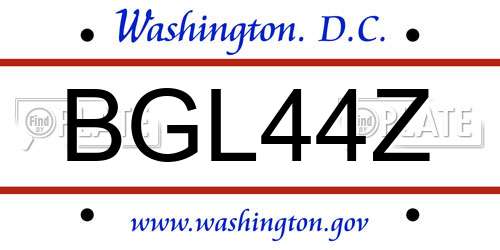 BGL44Z District Of Columbia License Plate