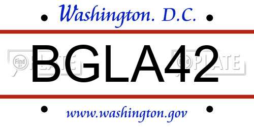BGLA42 District Of Columbia License Plate