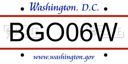 BGO06W District Of Columbia License Plate