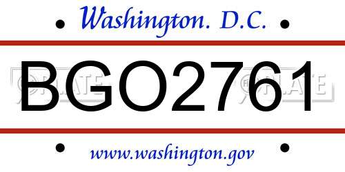 BGO2761 District Of Columbia License Plate