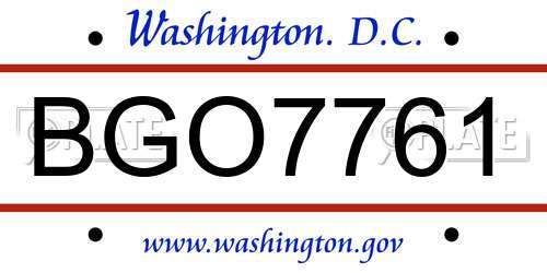 BGO7761 District Of Columbia License Plate