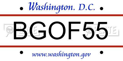 BGOF55 District Of Columbia License Plate
