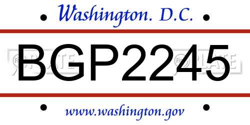 BGP2245 District Of Columbia License Plate