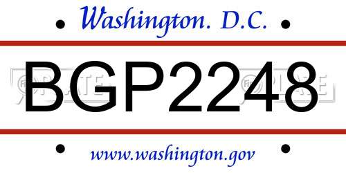 BGP2248 District Of Columbia License Plate