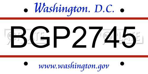 BGP2745 District Of Columbia License Plate
