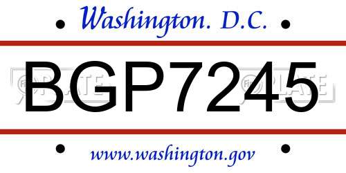 BGP7245 District Of Columbia License Plate