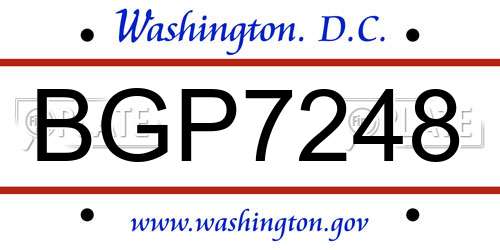 BGP7248 District Of Columbia License Plate