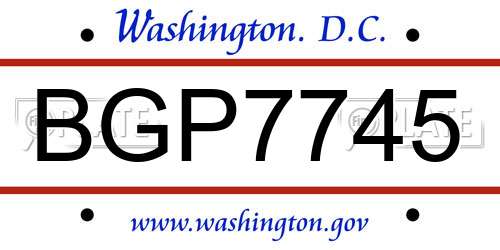 BGP7745 District Of Columbia License Plate