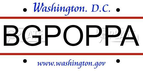 BGPOPPA District Of Columbia License Plate
