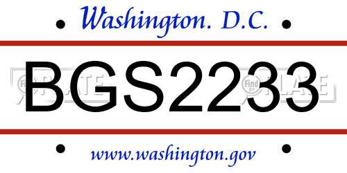 BGS2233 District Of Columbia License Plate