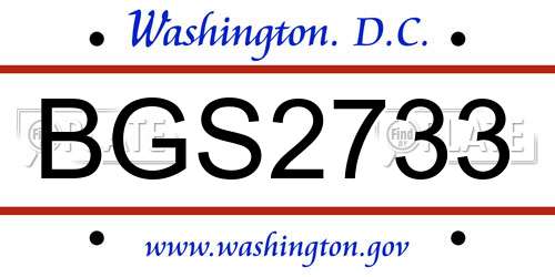 BGS2733 District Of Columbia License Plate