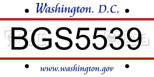 BGS5539 District Of Columbia License Plate