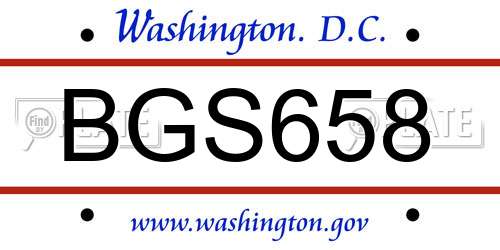 BGS658 District Of Columbia License Plate