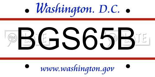 BGS65B District Of Columbia License Plate