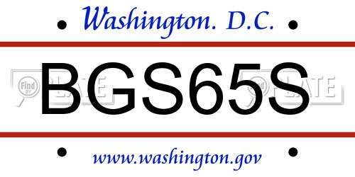 BGS65S District Of Columbia License Plate