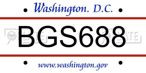 BGS688 District Of Columbia License Plate