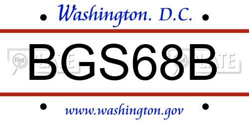 BGS68B District Of Columbia License Plate