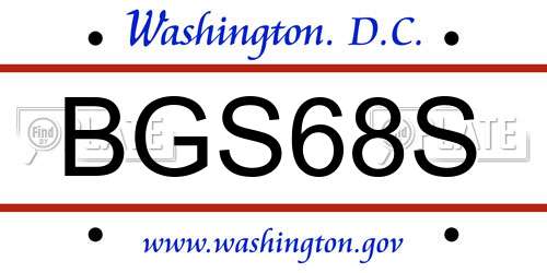 BGS68S District Of Columbia License Plate