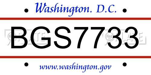 BGS7733 District Of Columbia License Plate
