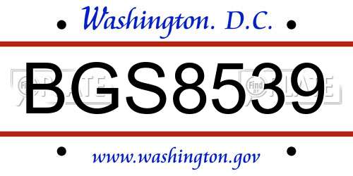BGS8539 District Of Columbia License Plate