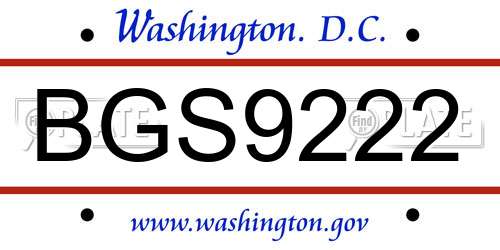 BGS9222 District Of Columbia License Plate