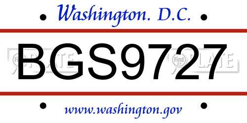 BGS9727 District Of Columbia License Plate