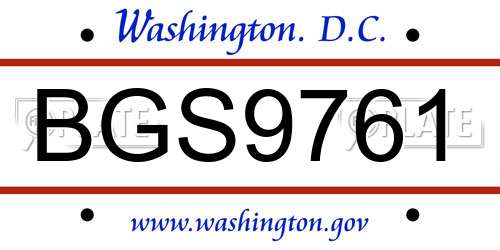 BGS9761 District Of Columbia License Plate