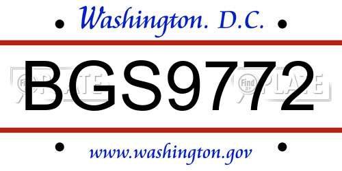 BGS9772 District Of Columbia License Plate