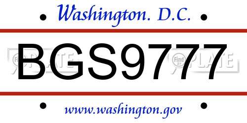 BGS9777 District Of Columbia License Plate
