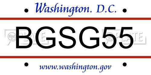 BGSG55 District Of Columbia License Plate