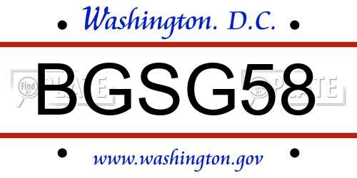 BGSG58 District Of Columbia License Plate
