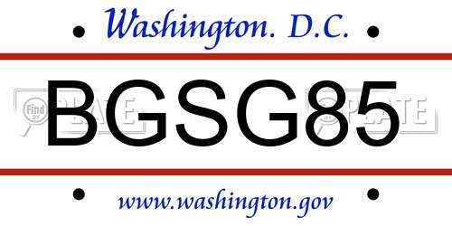 BGSG85 District Of Columbia License Plate