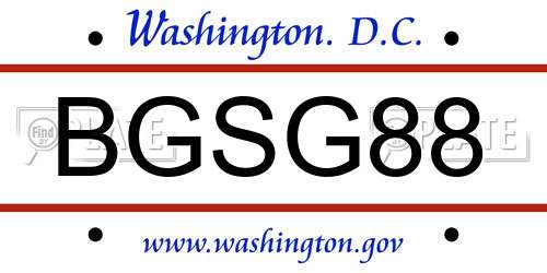 BGSG88 District Of Columbia License Plate