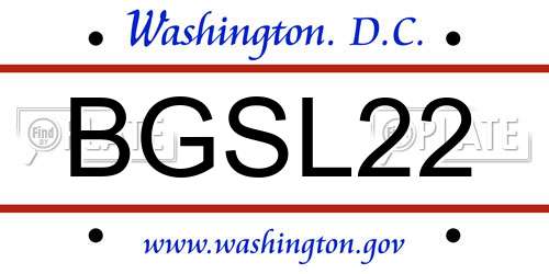 BGSL22 District Of Columbia License Plate