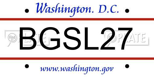 BGSL27 District Of Columbia License Plate