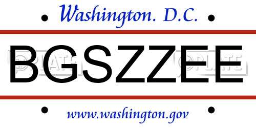 BGSZZEE District Of Columbia License Plate