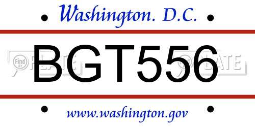 BGT556 District Of Columbia License Plate