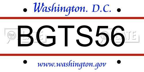 BGTS56 District Of Columbia License Plate